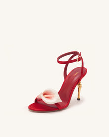 Alivia Calla Lily Gold Metal Heel Sandals - Red
