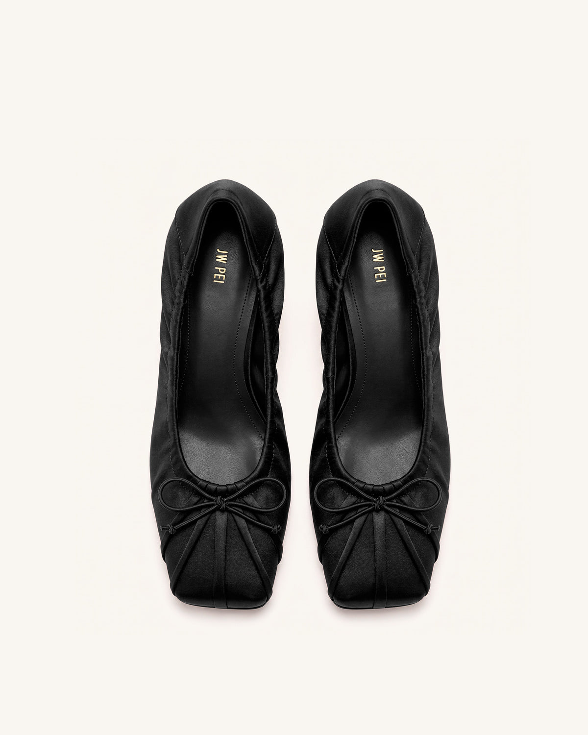 Solenne Satin Bow Ruched Pumps - Black