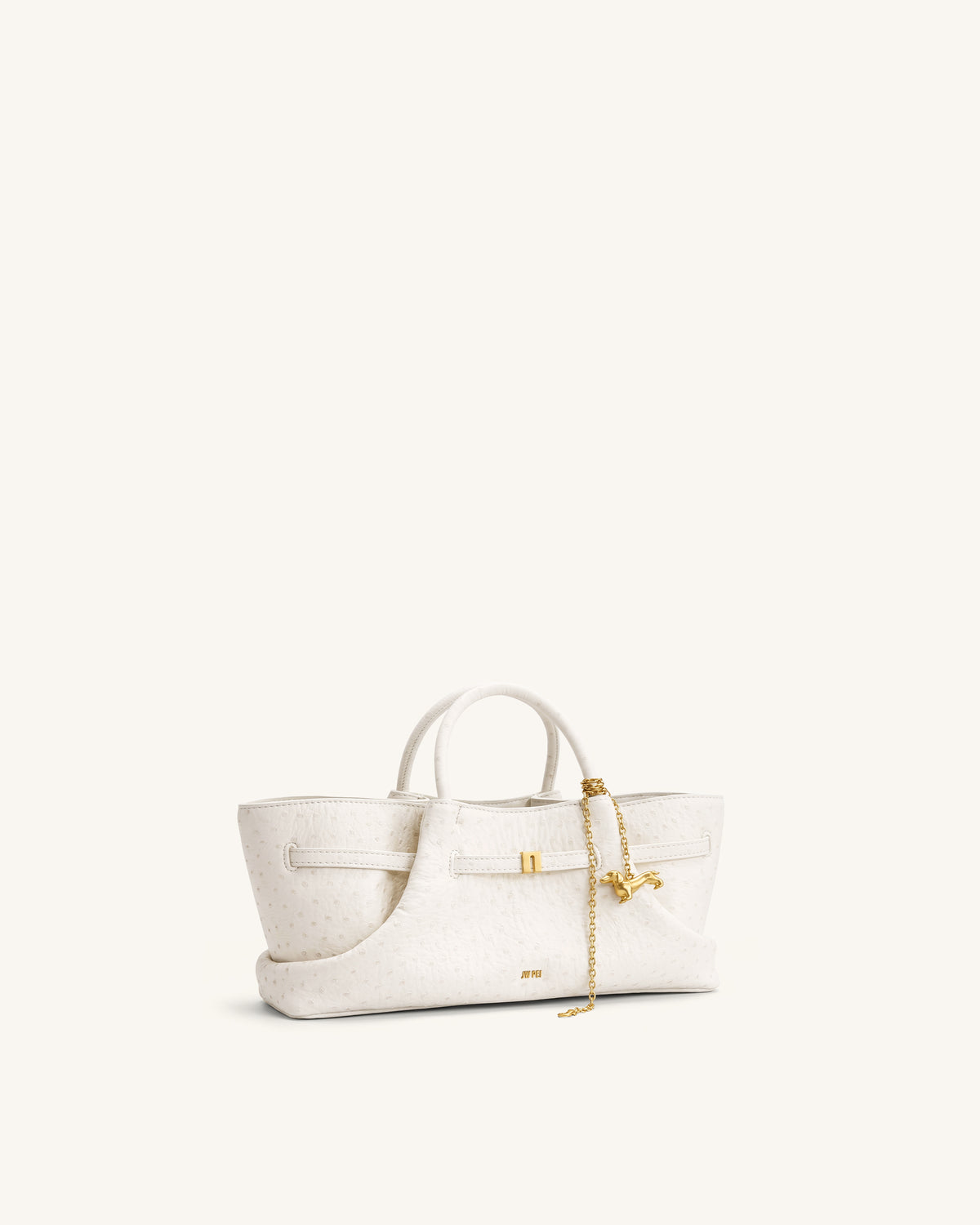 Maeve Dachshund Metal Charm Tote Bag - White