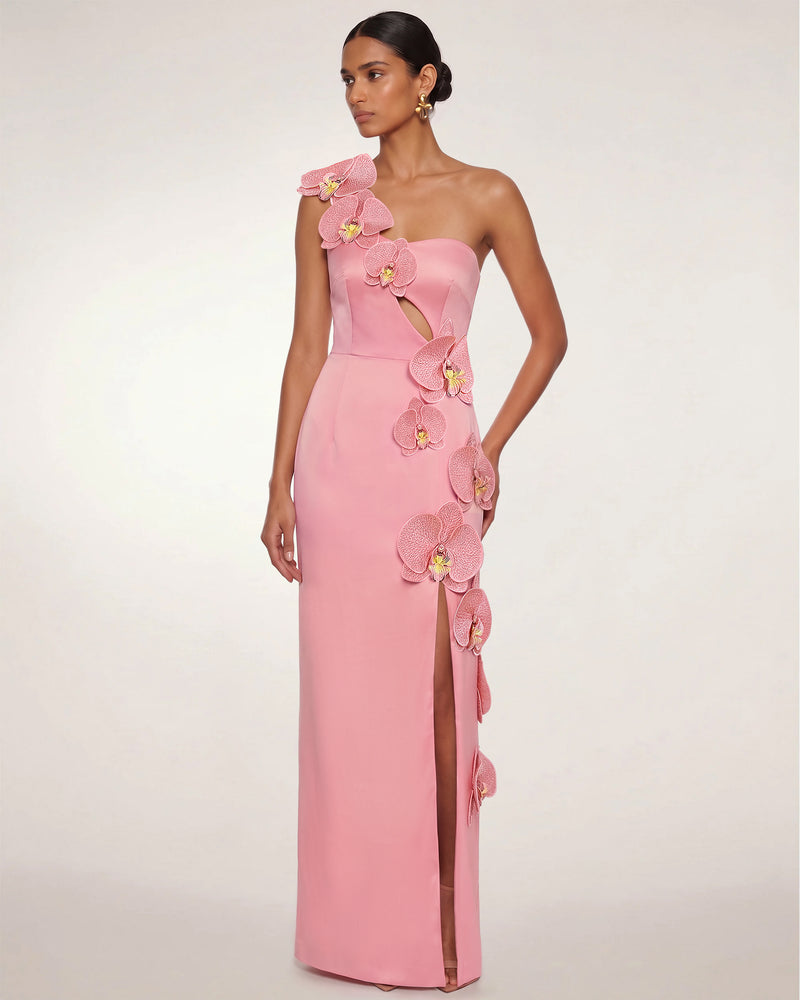 Orchid Embellished Cutout Slit Maxi Dress - Blush Pink
