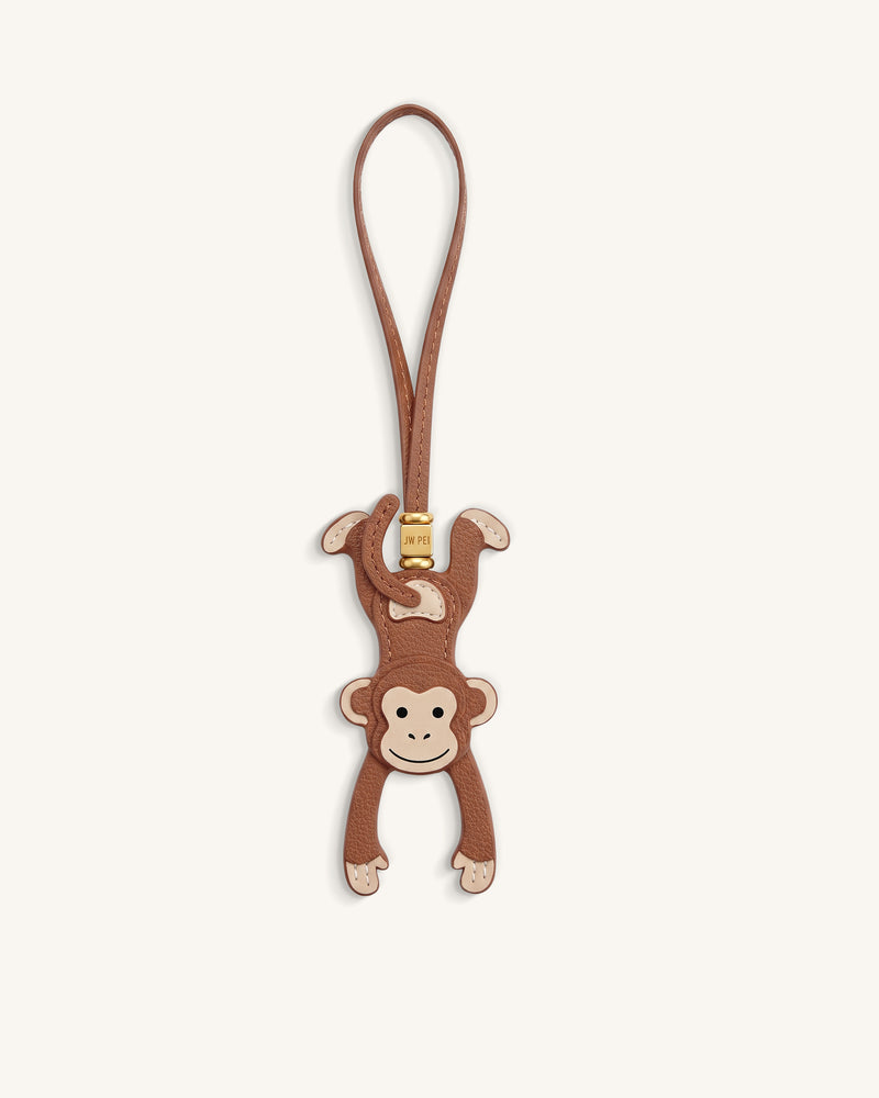 Hanging Monkey Bag Charm - Brown