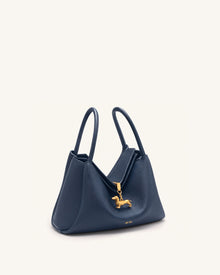 Maelle Dachshund Charm Double Handle Bag - Dark Blue