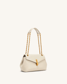 Valerie Chain Flap Shoulder Bag - Cream White