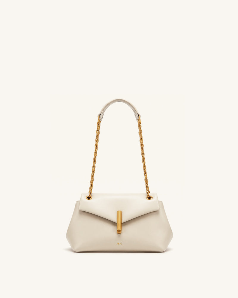 Valerie Chain Flap Shoulder Bag - Cream White