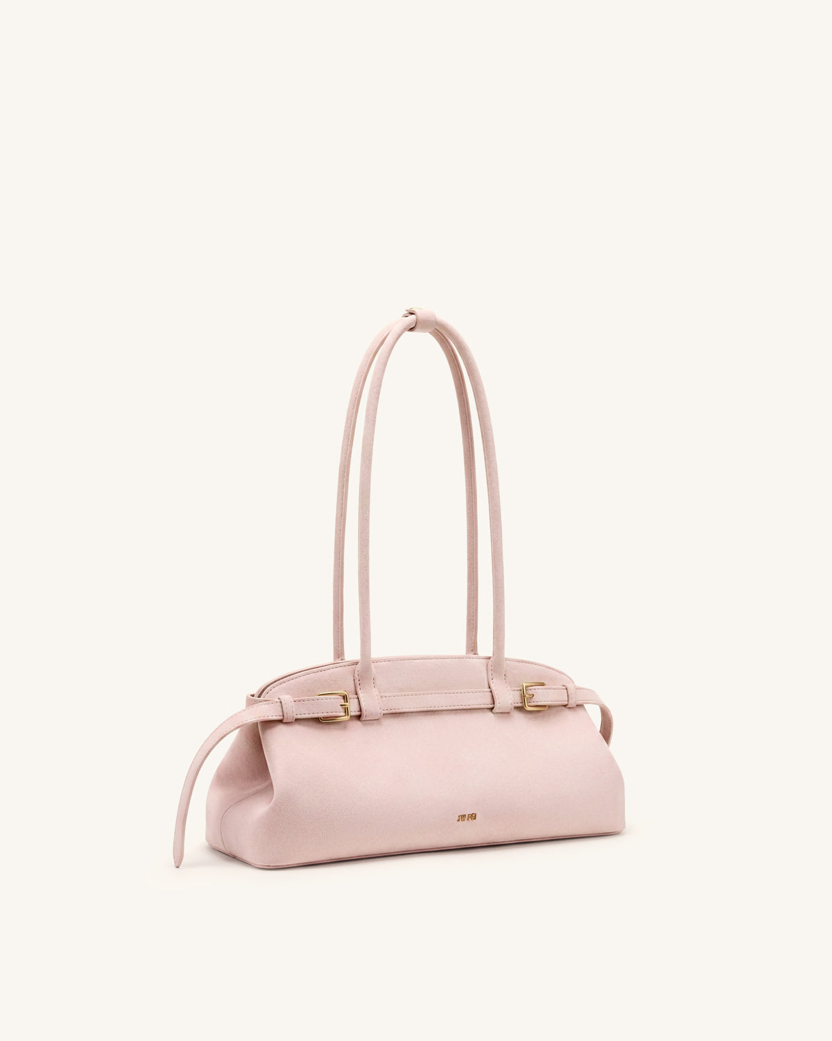 Arden Faux Suede Belt Detail East-West Shoulder Bag - Pink