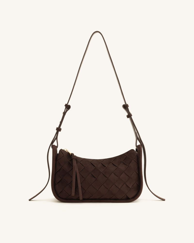 Zirelle Woven Faux Suede Hobo Bag - Brown
