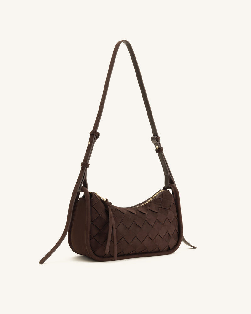 Zirelle Woven Faux Suede Hobo Bag - Brown