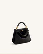 Lucia Elephant-Effect Top Handle Bag - Black
