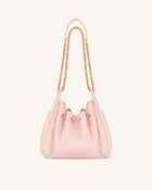 Rowan Faux Suede Quilted Chain Bucket Bag - Pink