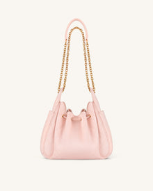 Rowan Faux Suede Quilted Chain Bucket Bag - Pink