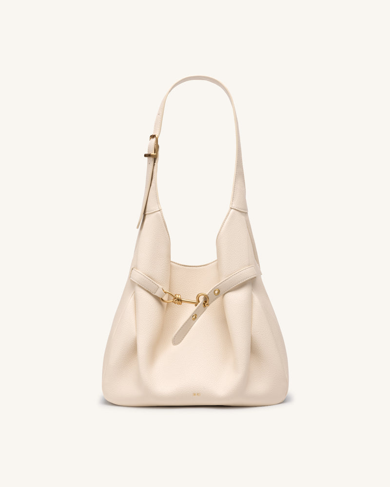 Alina Pebbled Hobo Bag - White