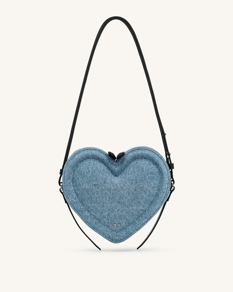 Arlene Heart Shaped Crossbody Bag - Light Blue Denim