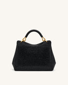 Lucia Classic Artificial Crystal Top Handle Bag - Black