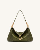 Jayla Metal Pendant Embellished Shoulder Bag - Green Croc
