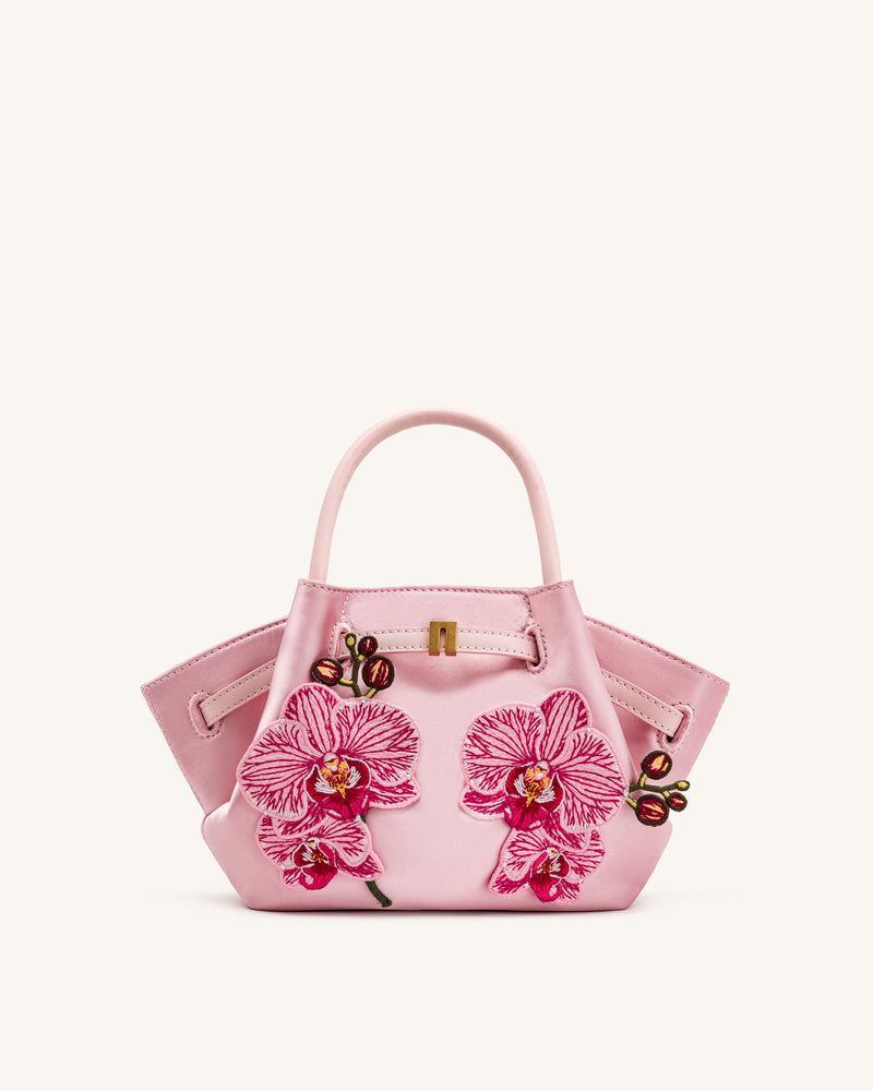 Hana Mini Phalaenopsis Orchid Embroidery Tote Bag - Pink