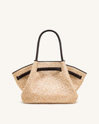 Hana Medium Faux Straw Tote Bag - Brown