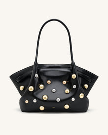 Hana Large Studded Tote Bag - Dark Black