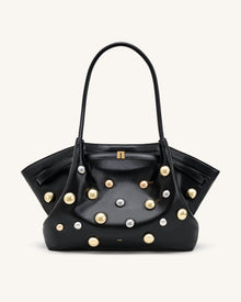 Hana Large Studded Tote Bag - Dark Black
