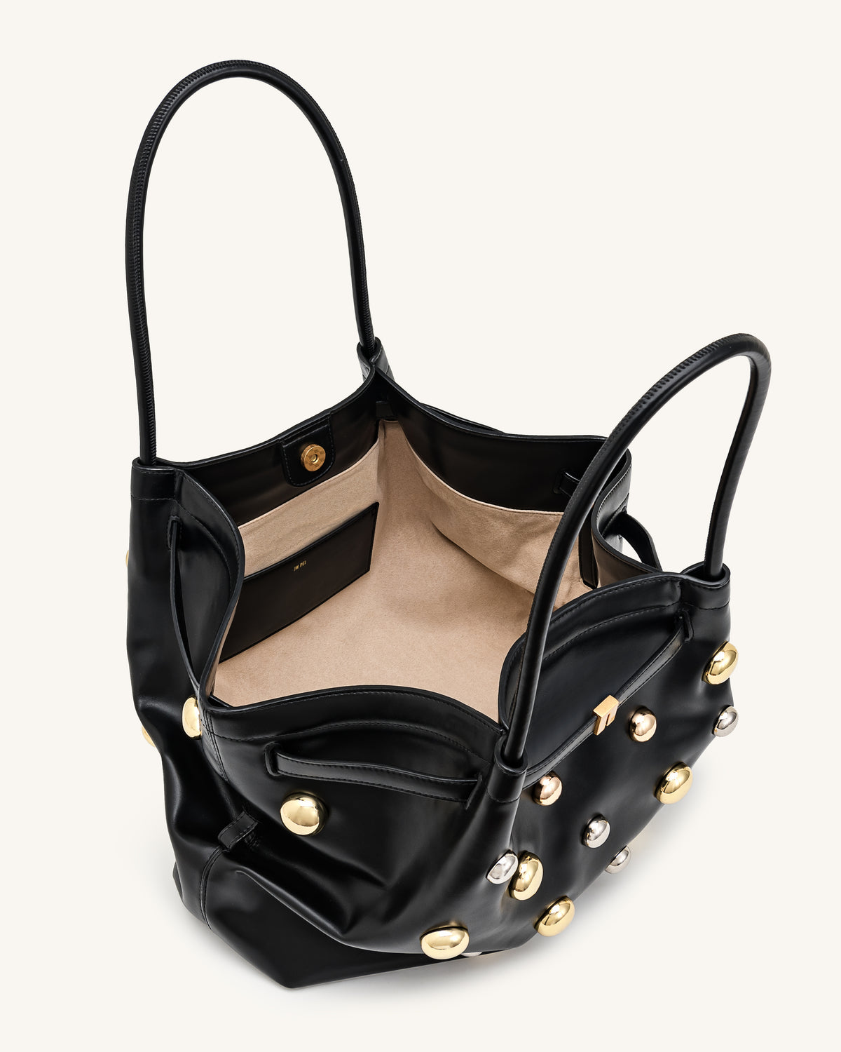 Hana Large Studded Tote Bag - Dark Black