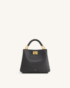 Lucia Elephant-Effect Top Handle Bag - Slate Gray