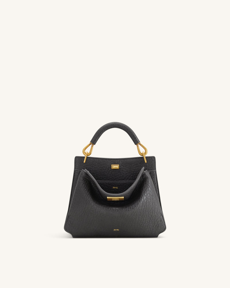 Lucia Elephant-Effect Top Handle Bag - Slate Gray