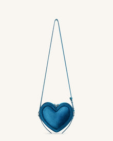 Arlene Velvet Heart Shaped Bag - Blue