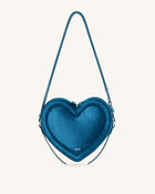 Arlene Velvet Heart Shaped Bag - Blue
