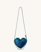 Arlene Velvet Heart Shaped Bag - Blue