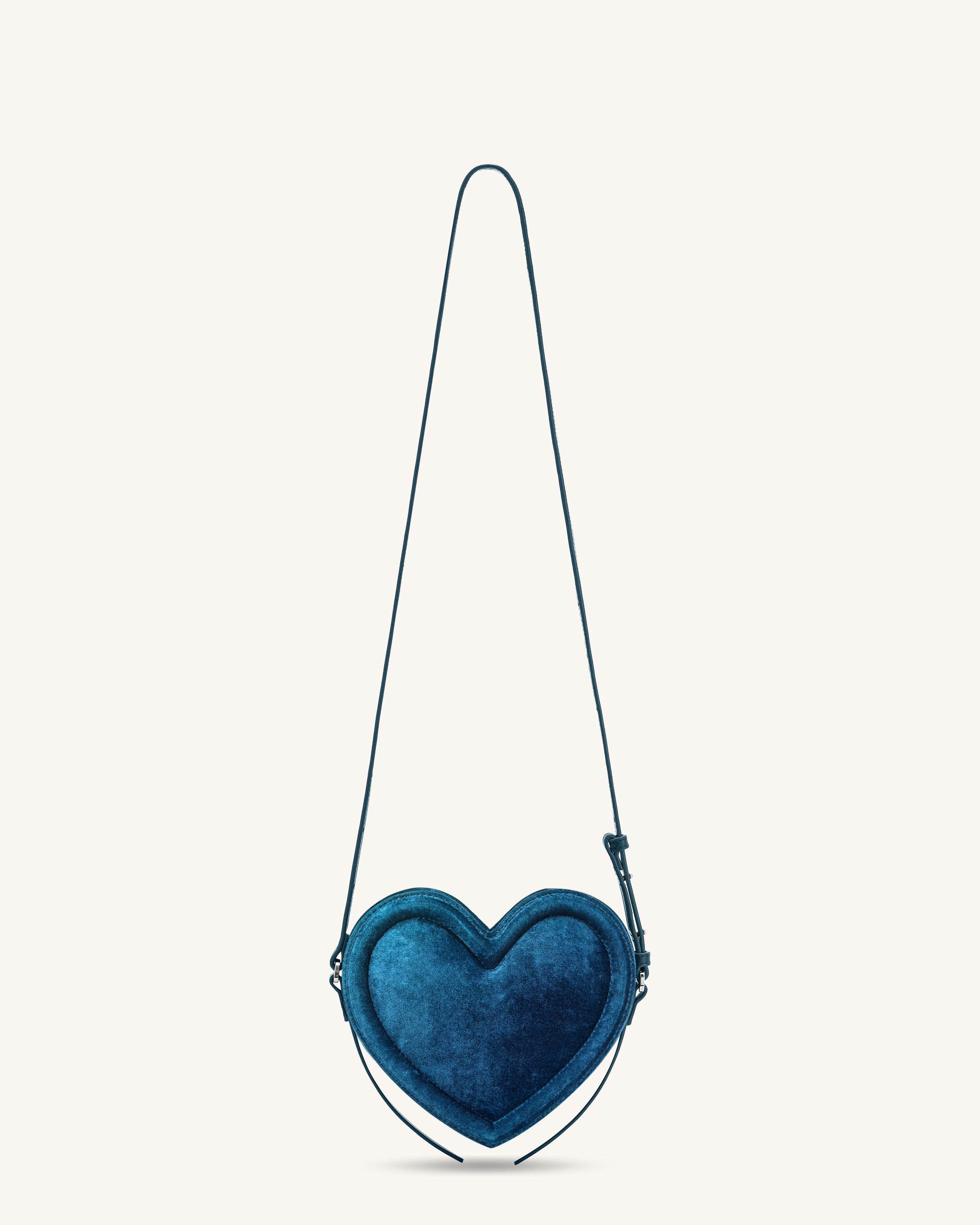 Arlene Velvet Heart Shaped Bag - Blue