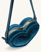 Arlene Velvet Heart Shaped Bag - Blue