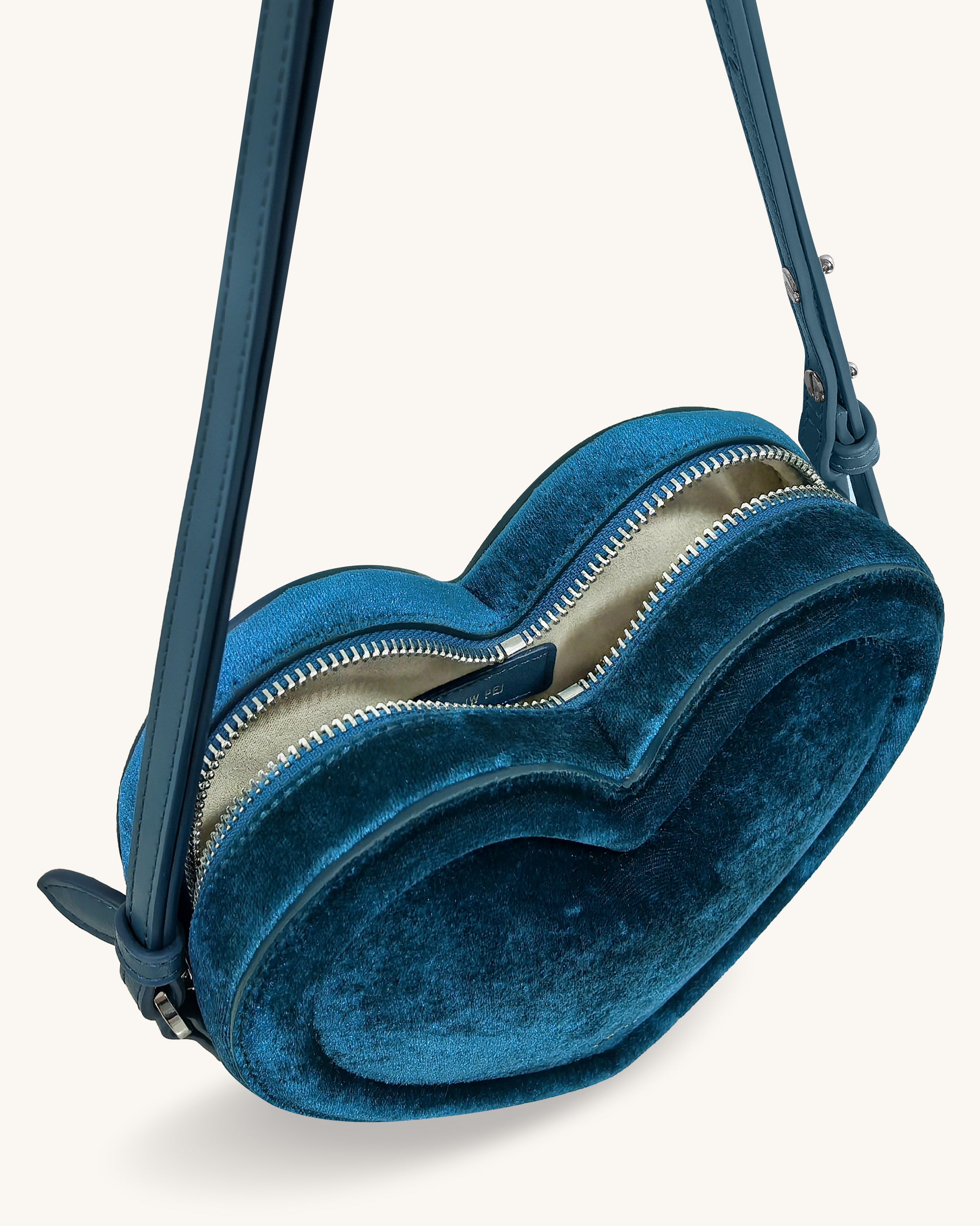 Arlene Velvet Heart Shaped Bag - Blue