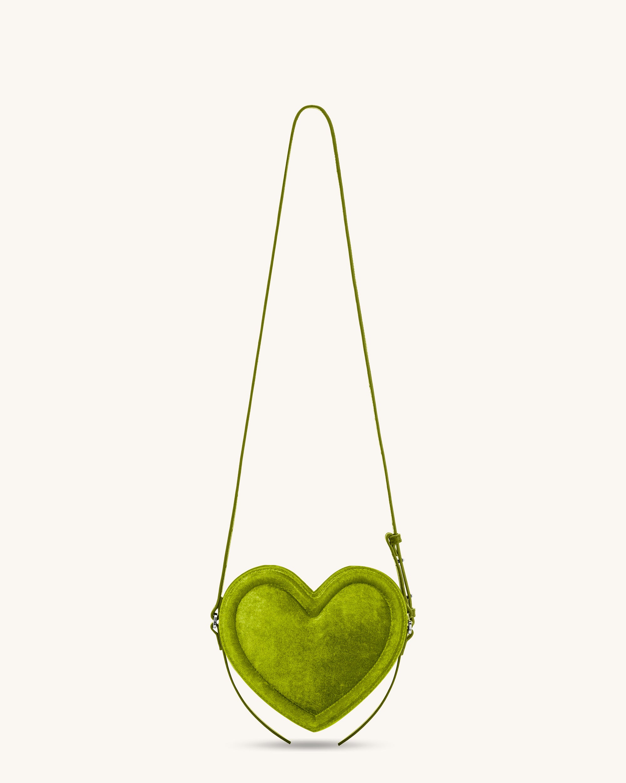 Arlene Velvet Heart Shaped Bag - Green
