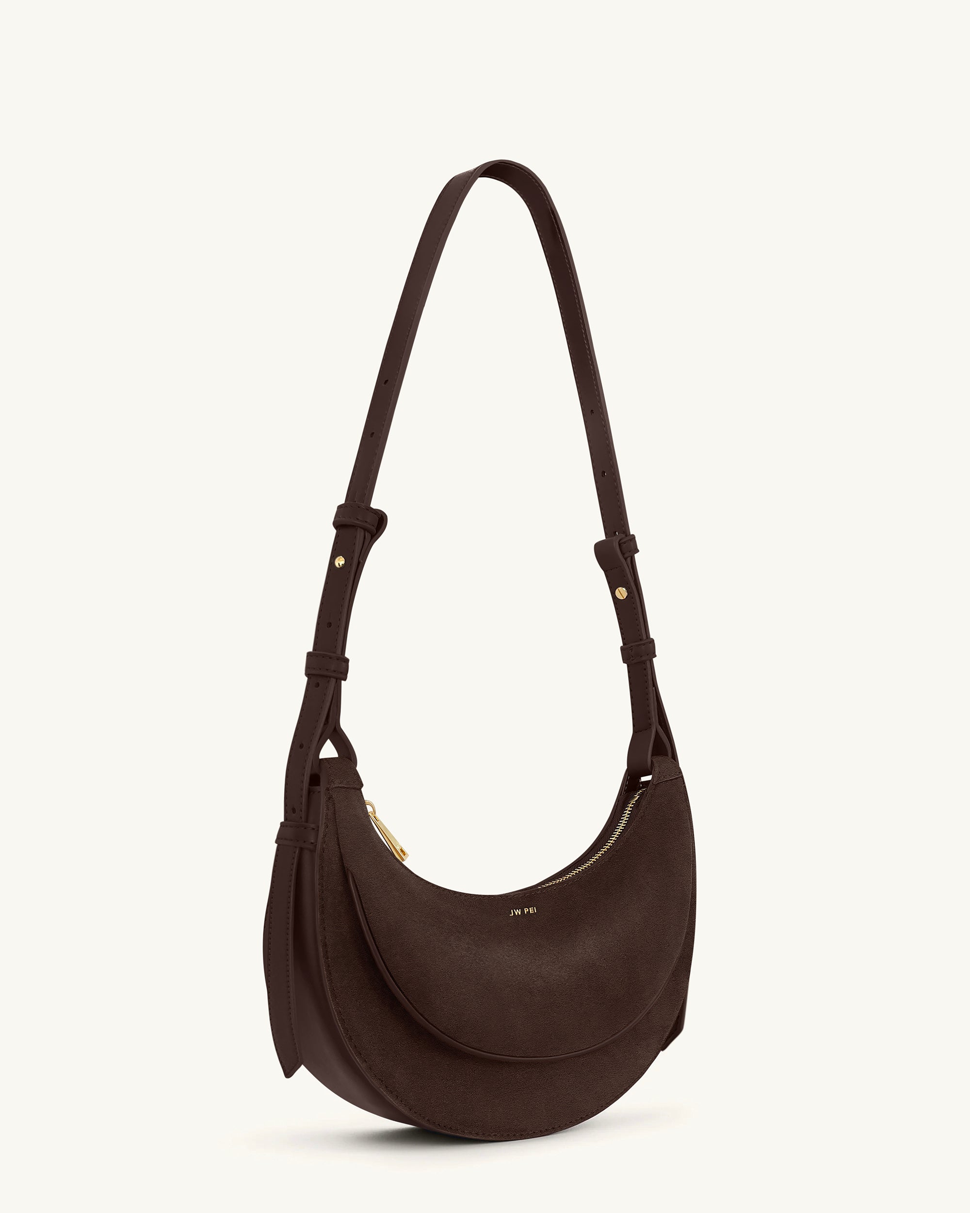 Sharon Faux Suede Crossbody Bag - Coffee Brown