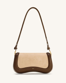 Joy Faux Suede Shoulder Bag - Khaki Brown