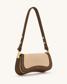 Joy Faux Suede Shoulder Bag - Khaki Brown