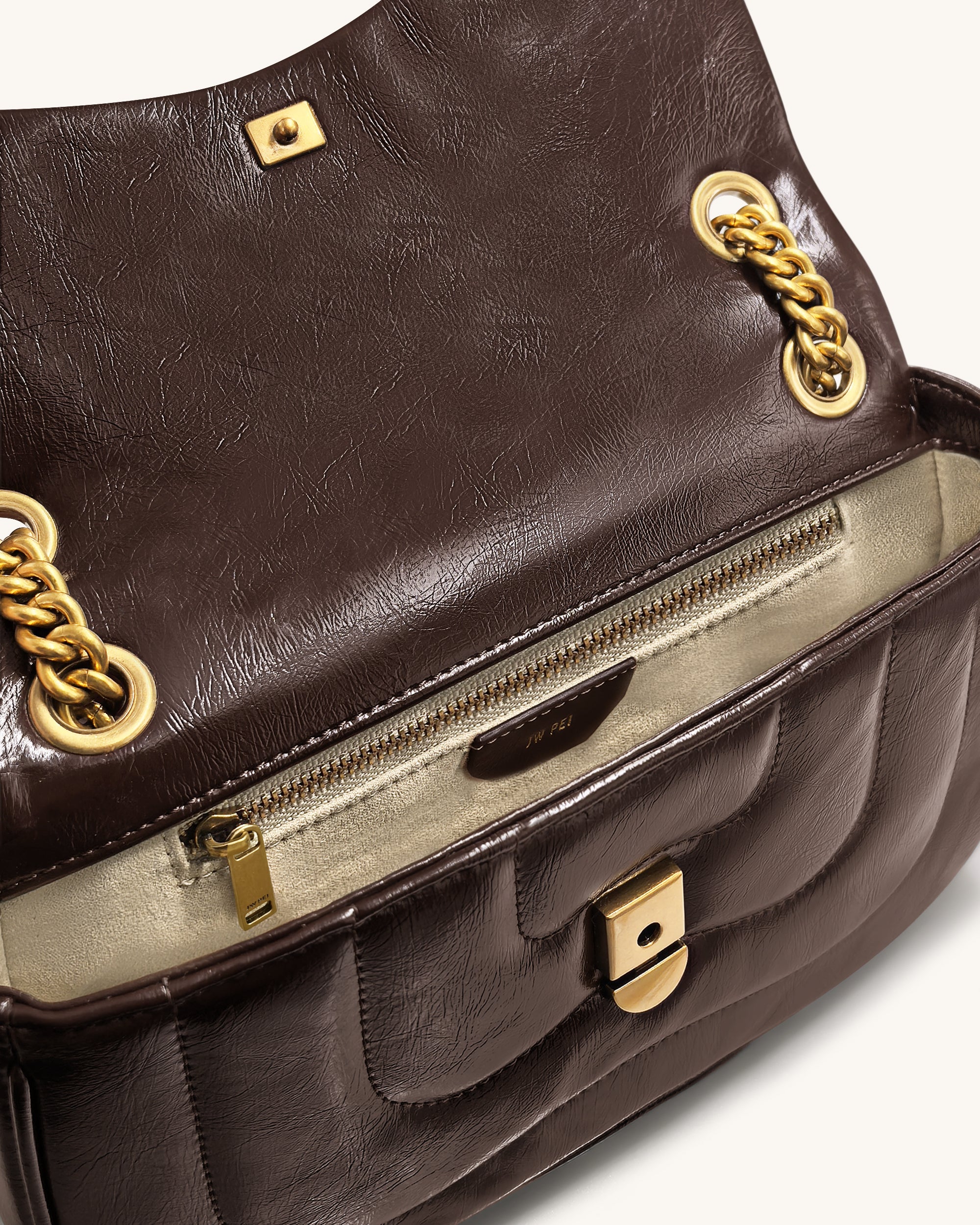 Tina Quilted Chain Crossbody - Deep Claret Brown