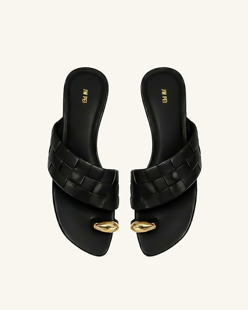 Ava Woven Toe Sandals - Black