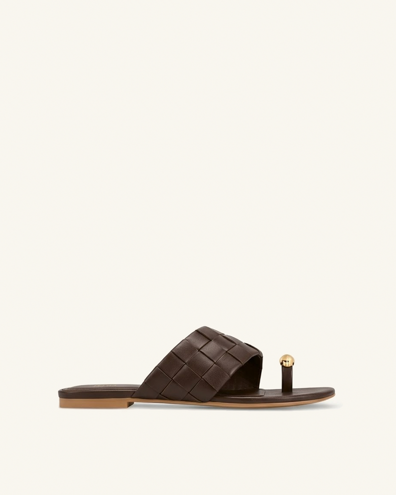 Ava Woven Toe Sandals - Chocolate Brown