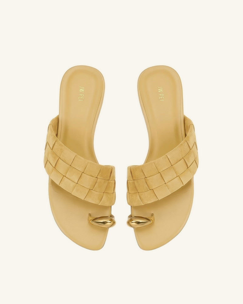 Ava Woven Toe Sandals - Yellow