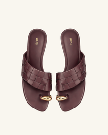 Ava Woven Toe Sandals - Burgundy