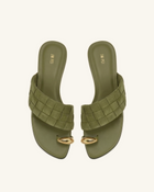 Ava Woven Toe Sandals - Olive Green