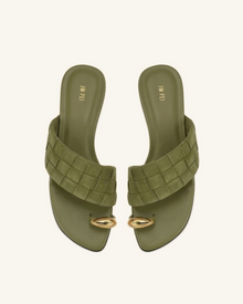 Ava Woven Toe Sandals - Olive Green
