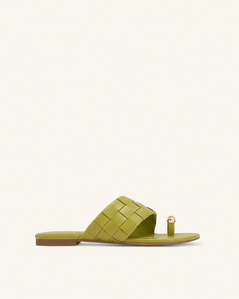 Ava Woven Toe Sandals - Mustard Green