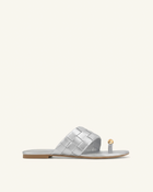 Ava Woven Toe Sandals - Metallic Silve
