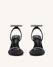 Alivia Artifical Crystal Heel Sandals - Black