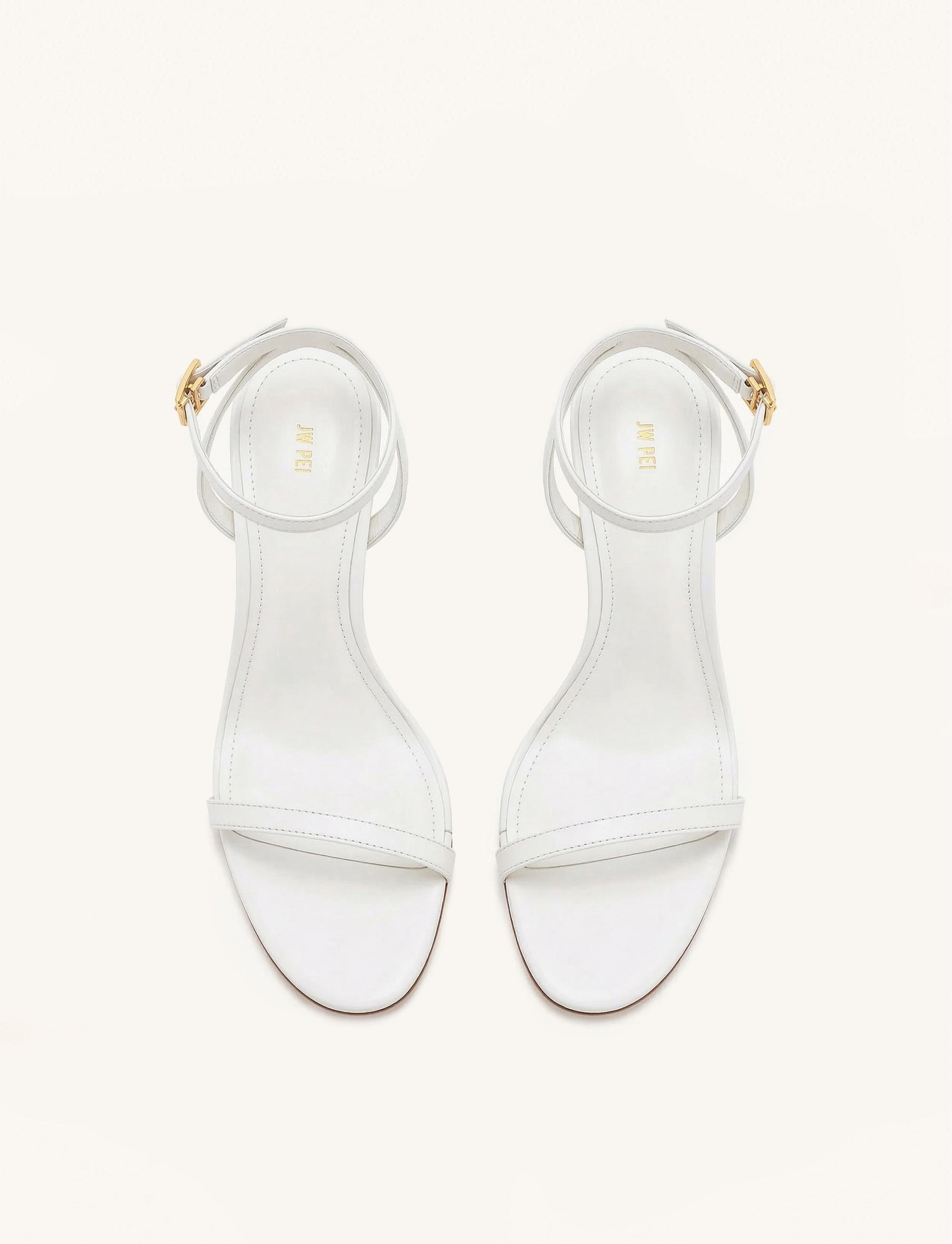 Alivia Gold Metal Heel Sandals - White