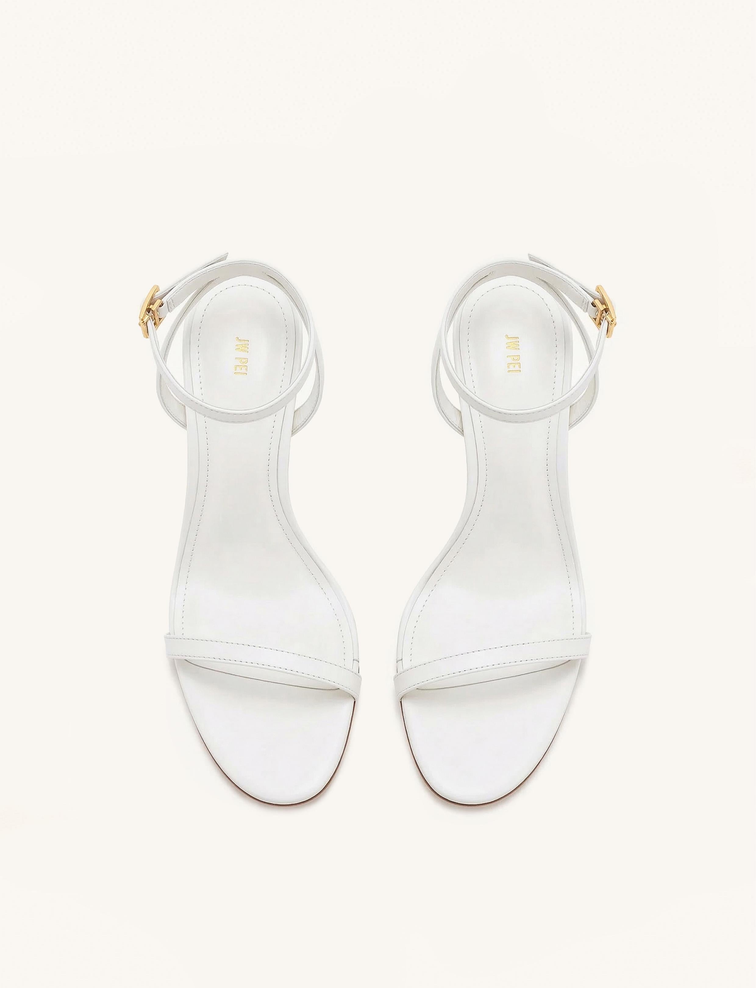 Alivia Gold Metal Heel Sandals - White