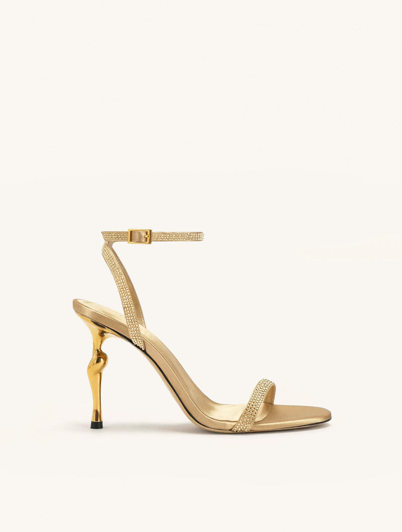 Alivia Artifical Crystal Heel Sandals - Champagne