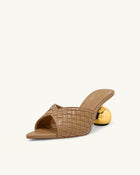 Ellie Braided Sphere Heel Mules - Khaki