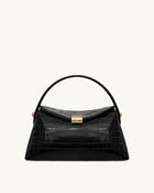 Talia Top Handle Bag - Black Croc